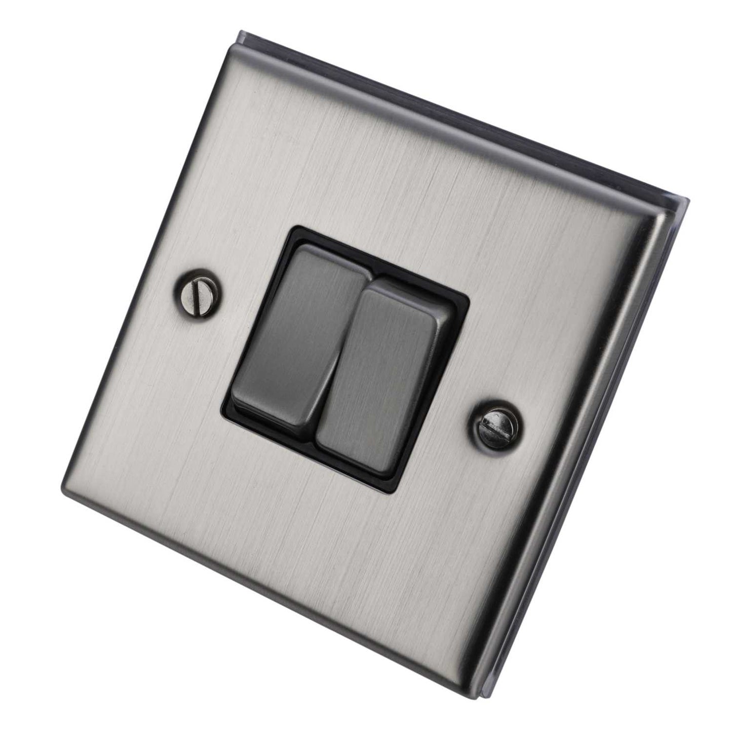 LGA Selectric 5M 10A 2 Gang 2 Way Switch Metal / Black Insert Satin Chrome