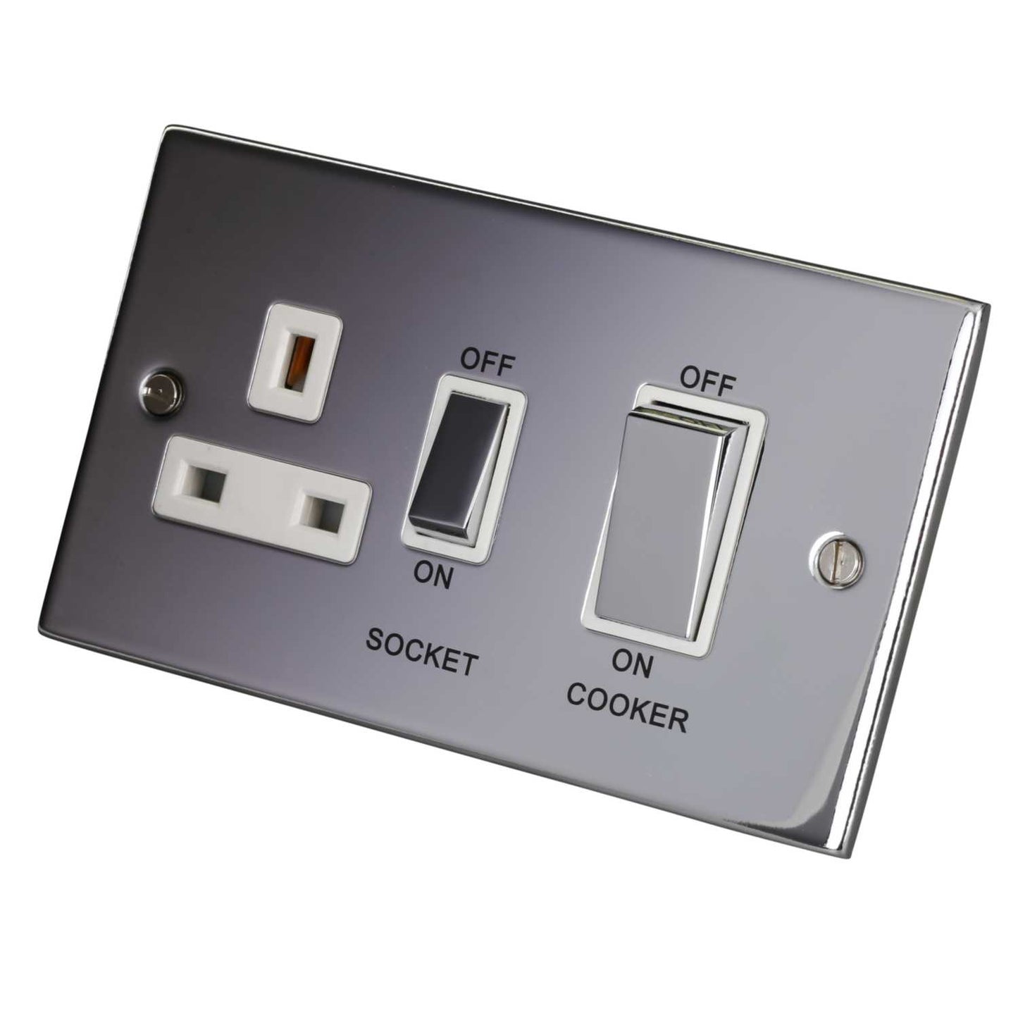 LGA Selectric 5M 45A Cooker Control Unit Metal / White Insert Polished Chrome