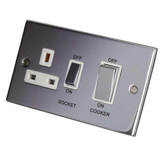 LGA Selectric 5M 45A Cooker Control Unit Metal / White Insert Polished Chrome