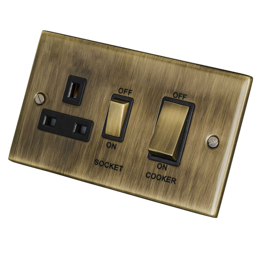 LGA Selectric 5M 45A Cooker Control Unit Metal / Black Insert Antique Brass