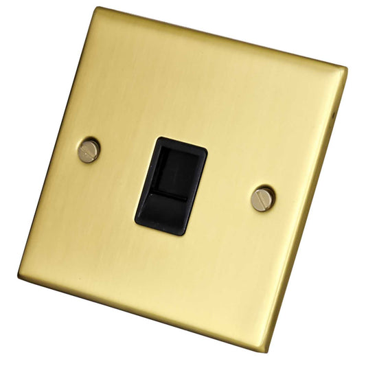 LGA Selectric 1 Gang RJ45 Data Socket Black Insert Satin Brass
