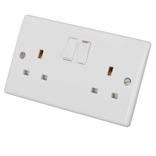 LGA Selectric 13A 2 Gang Switched Socket White