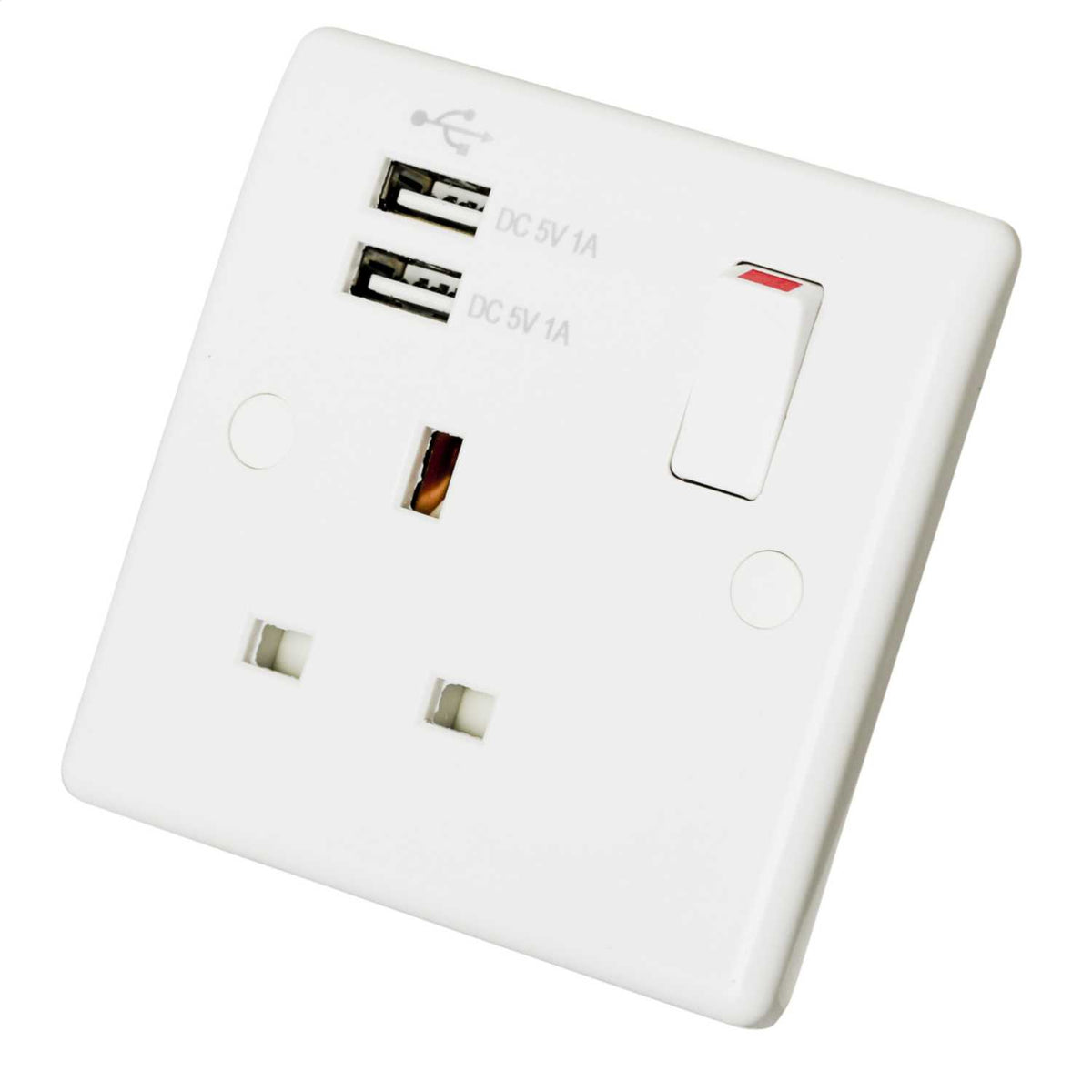LGA Selectric 13A 1 Gang Switched Socket with Twin USB Outlets