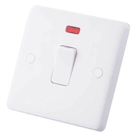 M2 Slimline 20A DP Switch with Neon and Flex Outlet White