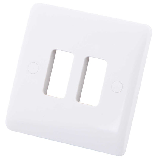 1 Gang 2 Module Front Plate White