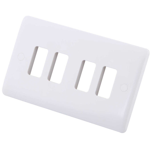 2 Gang 4 Module Front Plate White