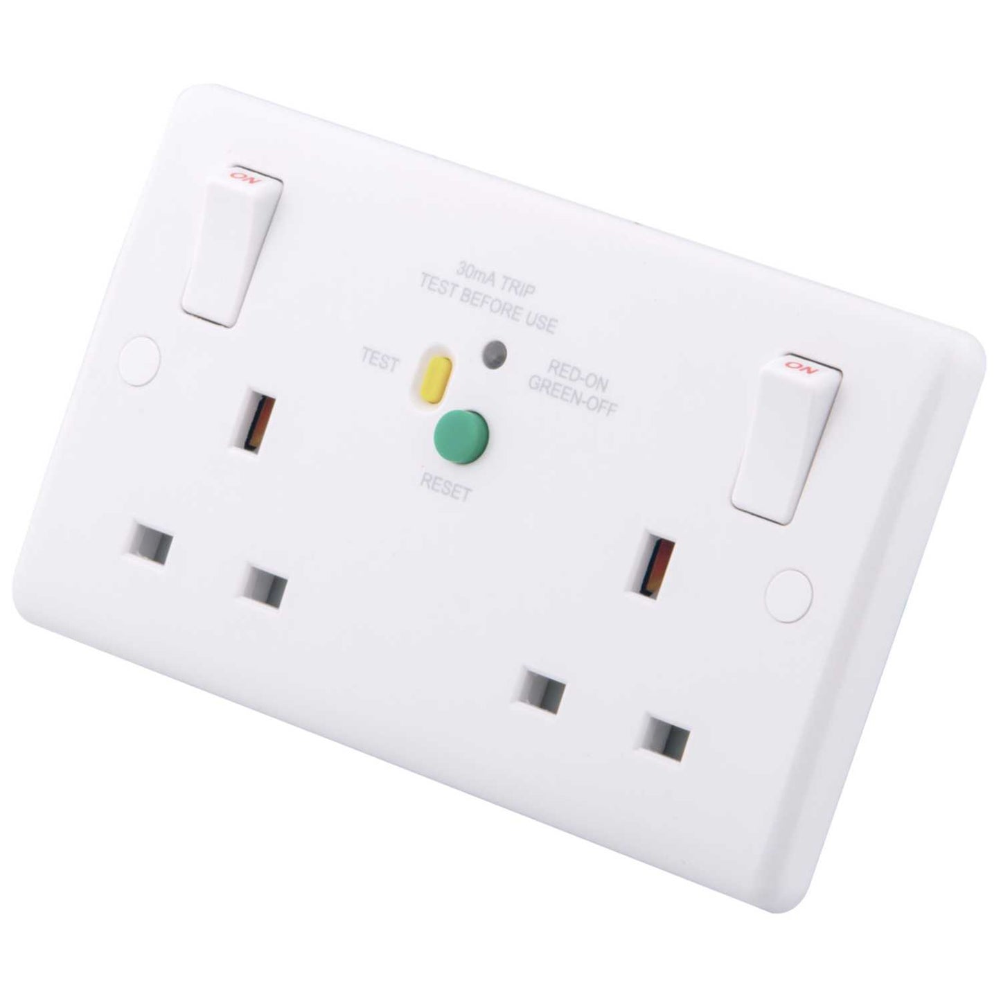 M2 Slimline 13A 2 Gang Double Switched RCD Socket White