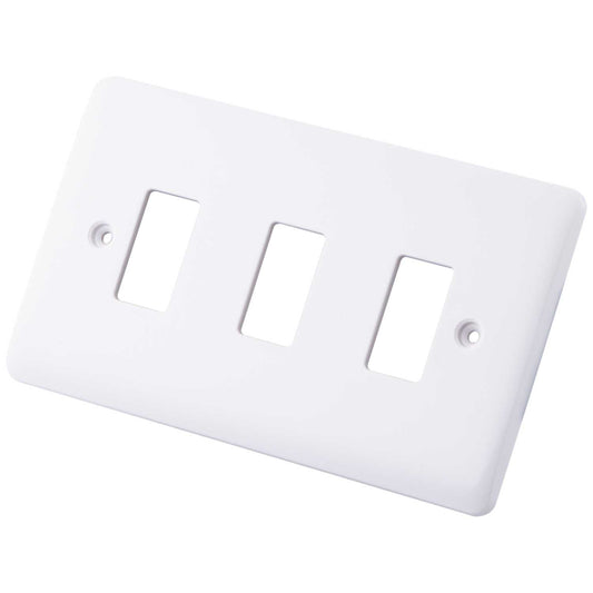 M2 Slimline 3 Gang Grid Front Plate