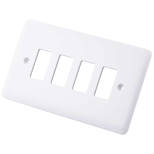 M2 Slimline 4 Gang Grid Front Plate