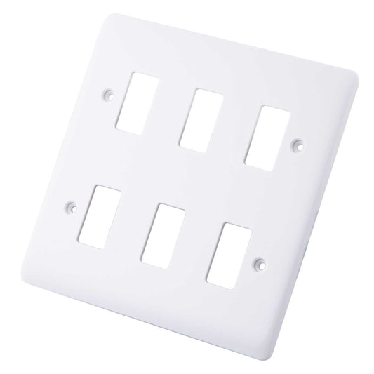 M2 Slimline 6 Gang Grid Front Plate