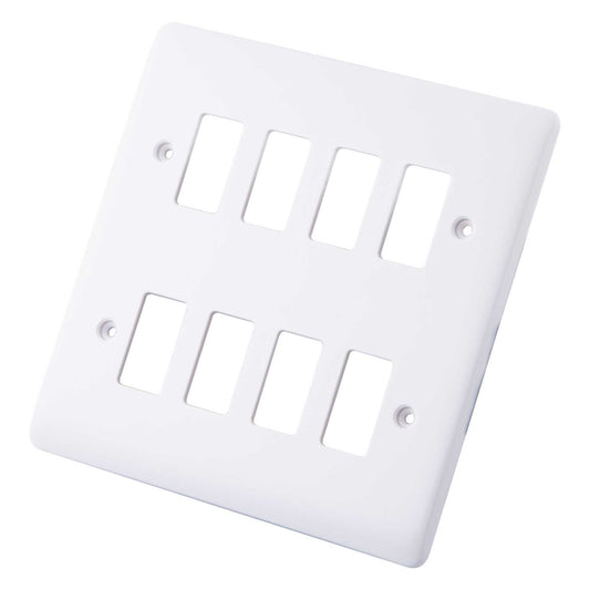 M2 Slimline 8 Gang Grid Front Plate