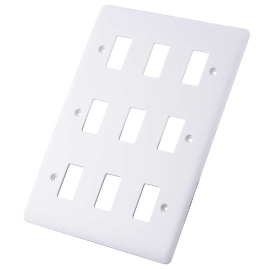 M2 Slimline 9 Gang Grid Front Plate