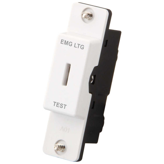M2 Slimline 10A Double Pole Key Switch Module marked Emergency Lighting Test