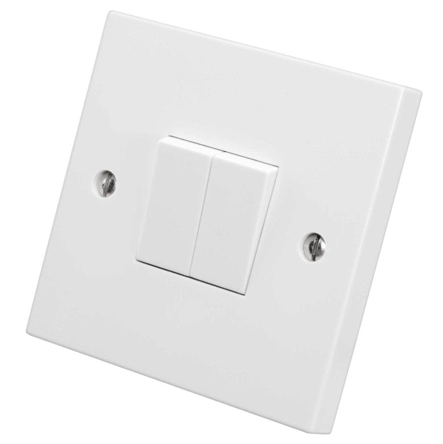 M2 Square 10A 2 Gang 2 Way Light Switch White