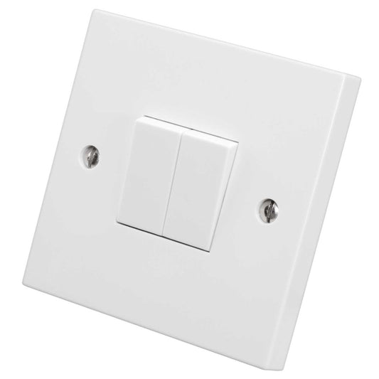 M2 Square 10A 2 Gang 2 Way Light Switch White