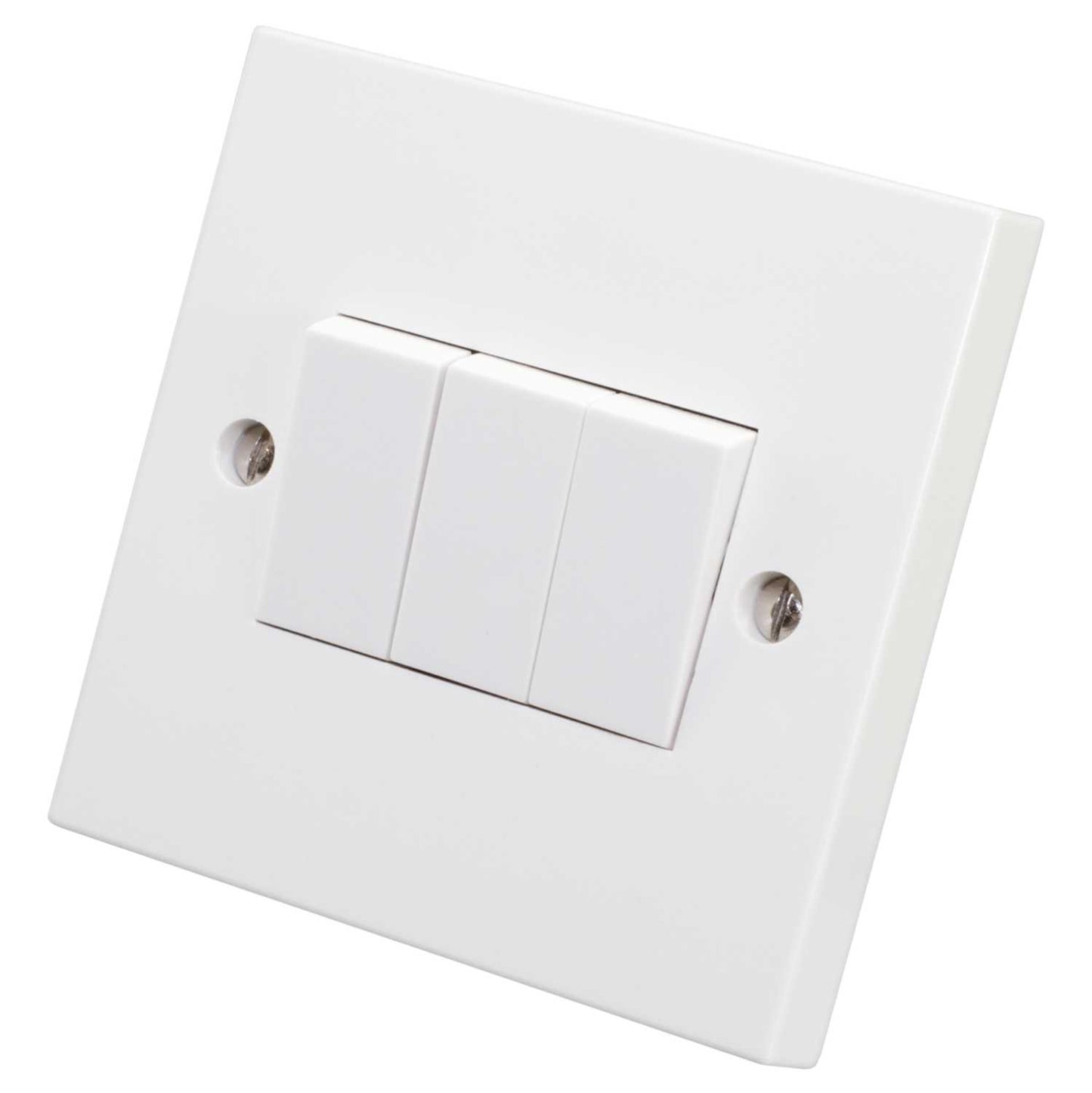 M2 Square 10A 3 Gang 2 Way Light Switch White