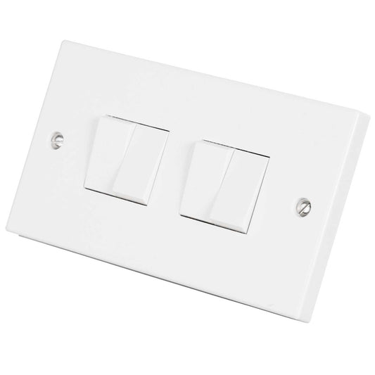 M2 Square 10A 4 Gang 2 Way Light Switch White