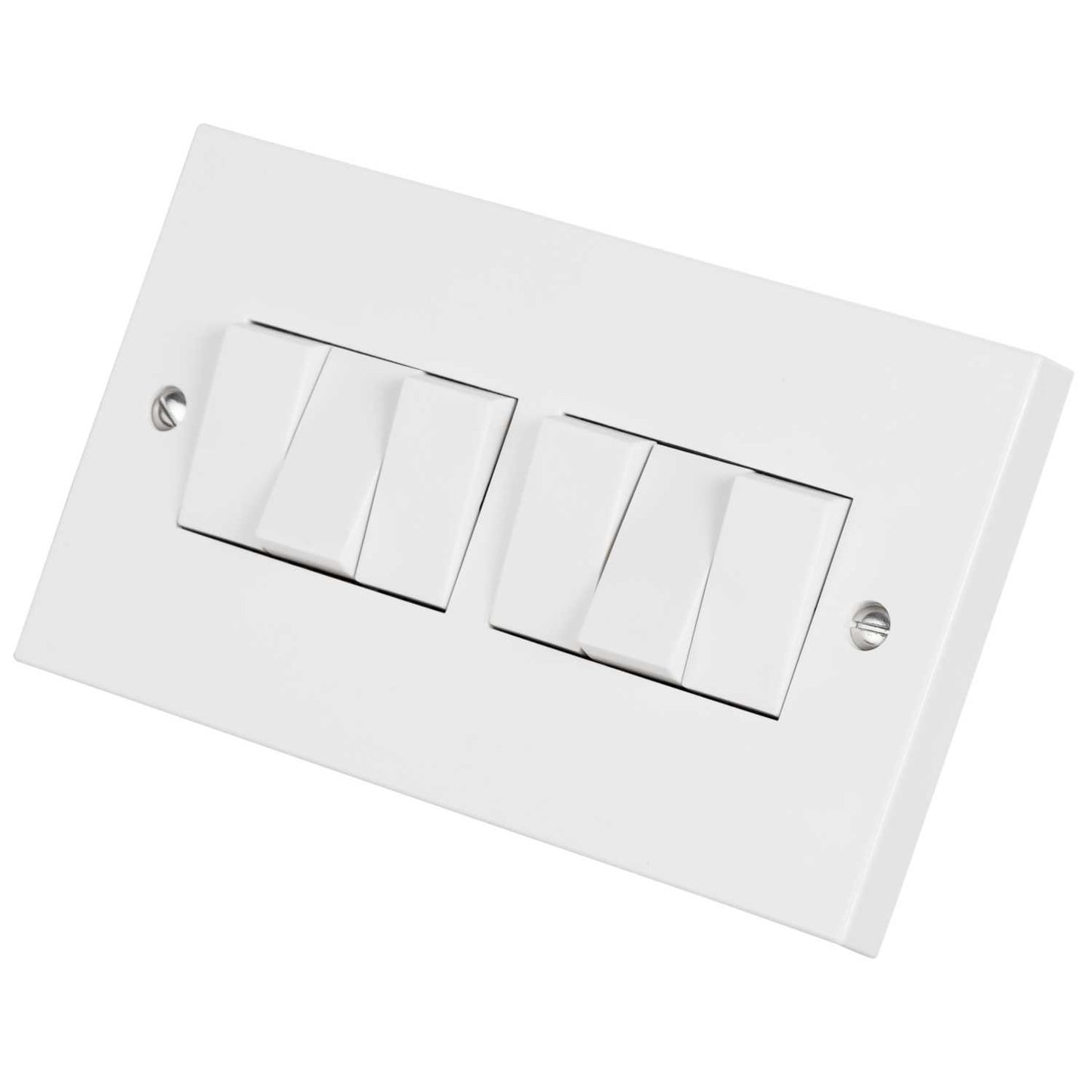 M2 Square 10A 6 Gang 2 Way Light Switch White