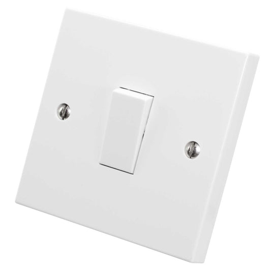 M2 Square 10A 1 Gang 1 Way Retractive Switch White