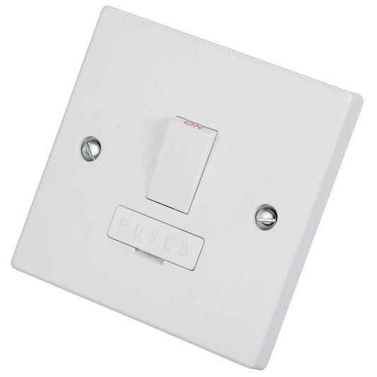 M2 Square 13A DP Switched Fused Spur with Flex Outlet White