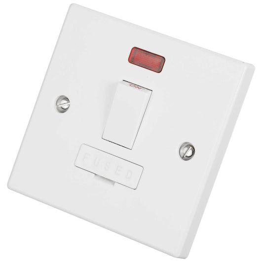 M2 Square 13A DP Switched Fused Spur with Neon and Flex Outlet White