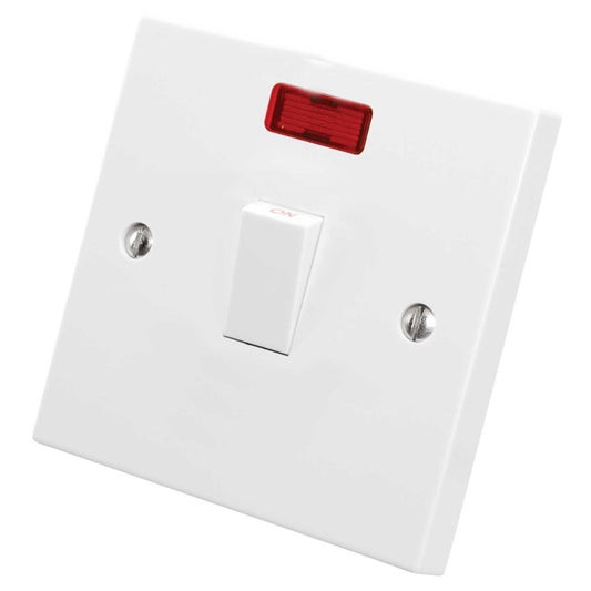 M2 Square 20A DP Switch with Neon White