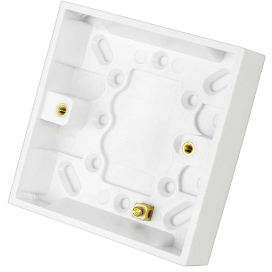 M2 Square 1 Gang 16mm Pattress Back Box White