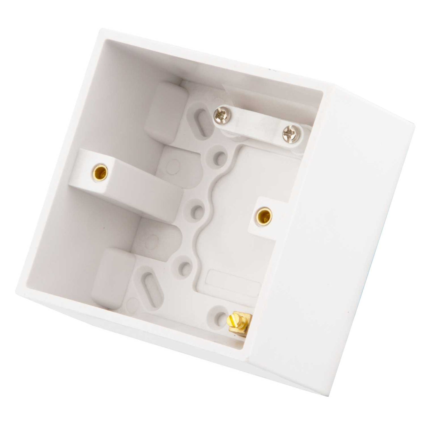 M2 Square 1 Gang 47mm Pattress Back Box White
