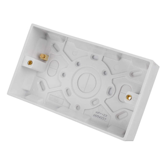 M2 Square 2 Gang 35mm Pattress Back Box White