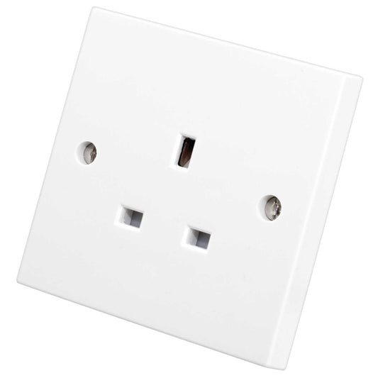 M2 Square 13A 1 Gang Unswitched Socket White