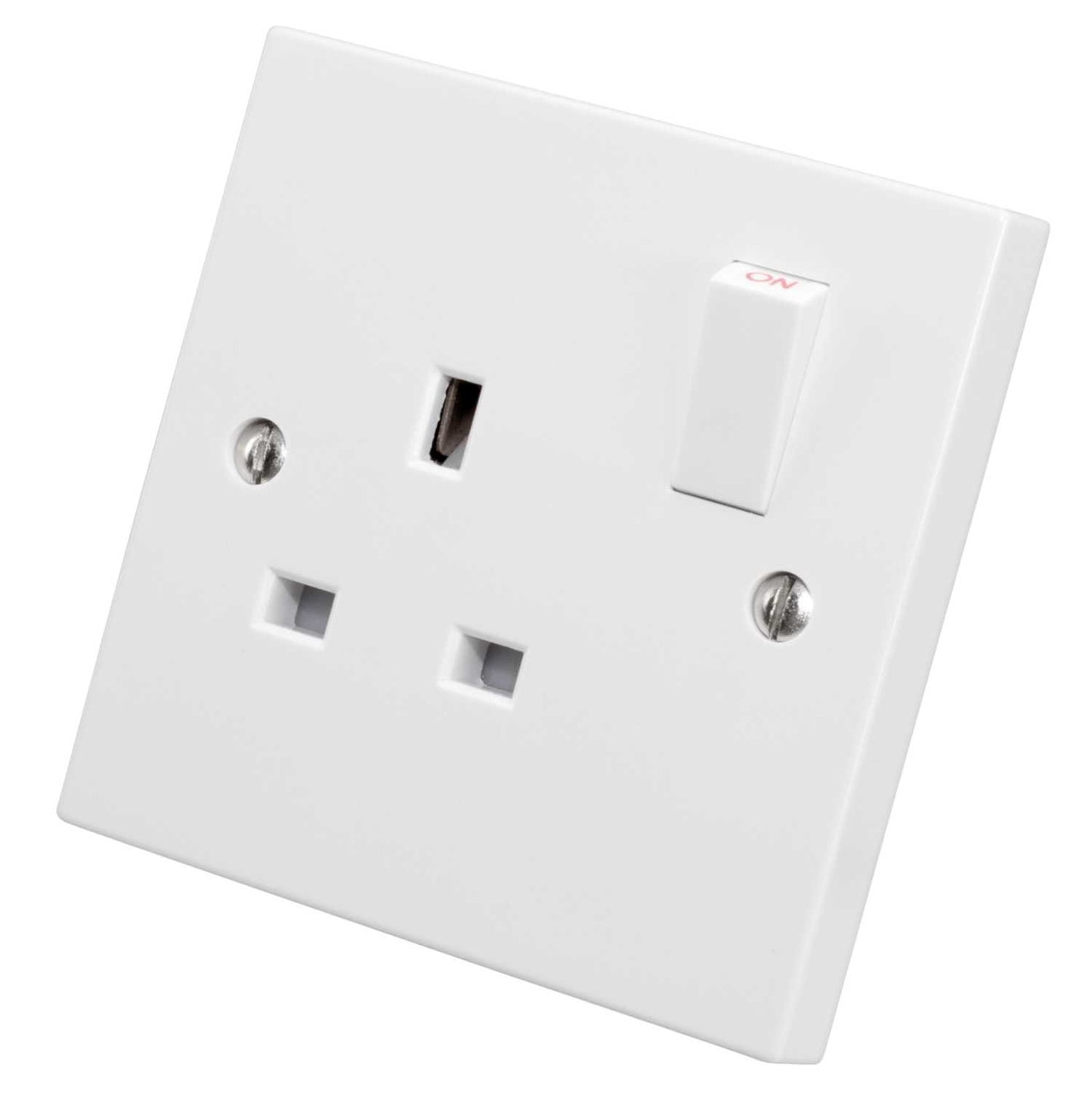 M2 Square 13A DP 1 Gang Switched Socket White