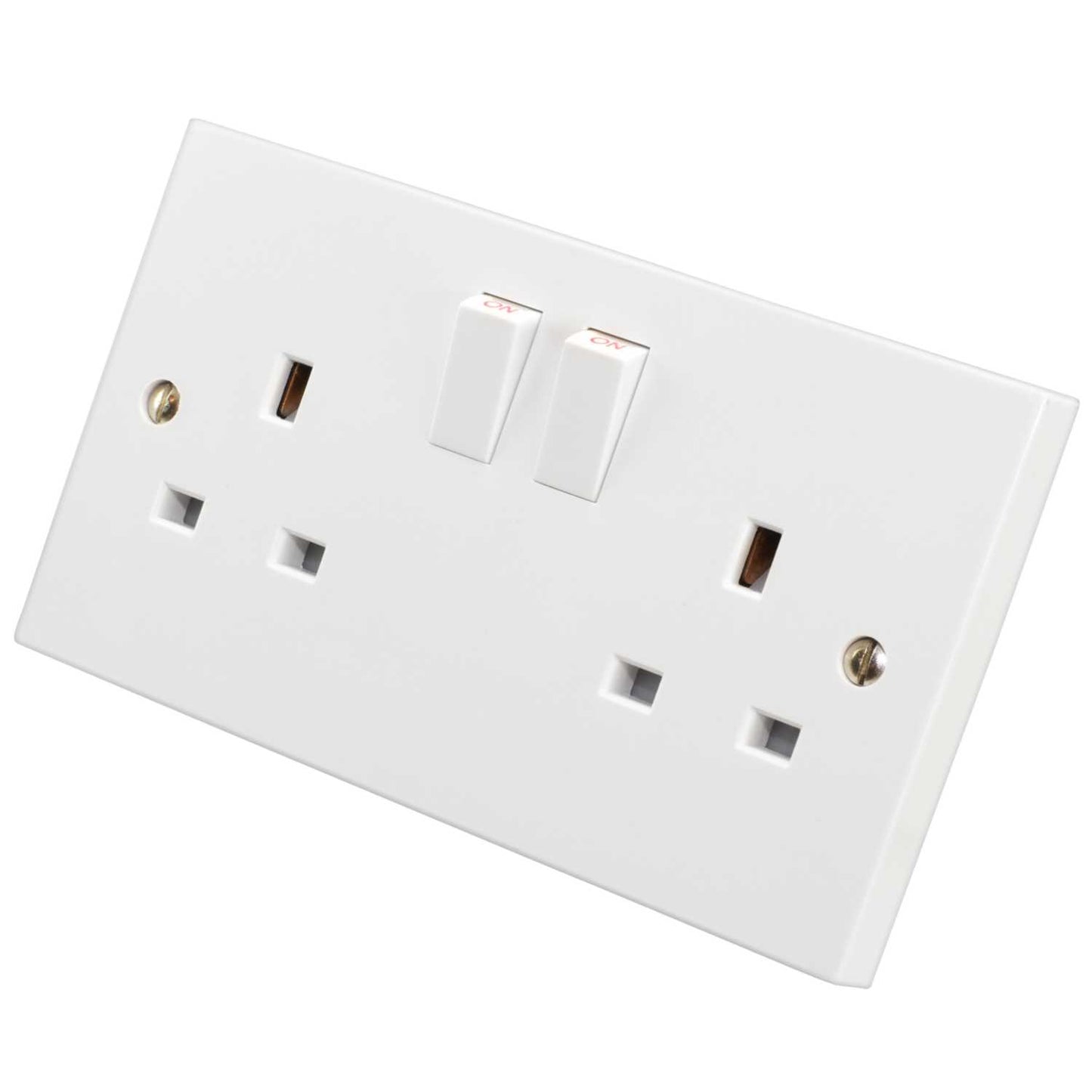 M2 Square 13A 2 Gang Switched Socket White