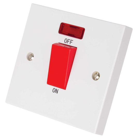 M2 Square 45A DP 1 Gang Switch Neon White