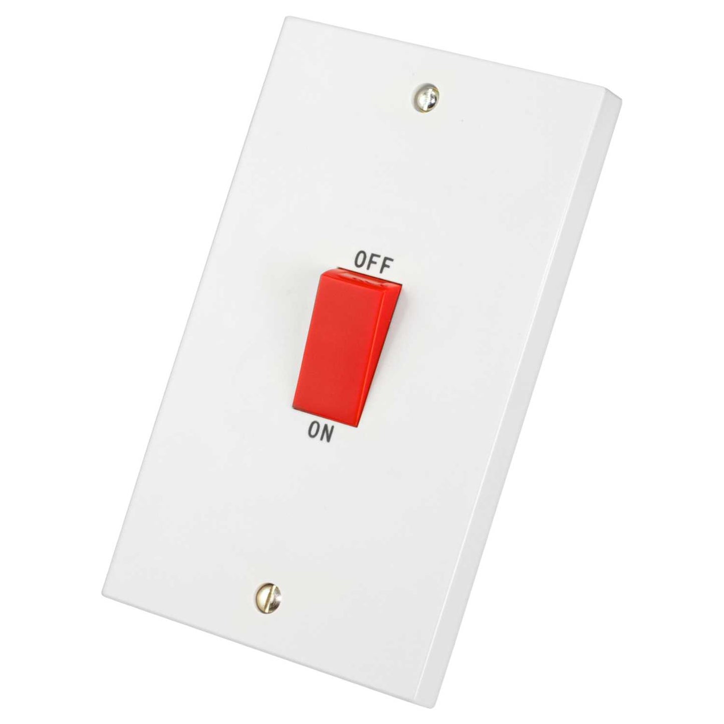 M2 Square 45A DP 2 Gang Vertical Switch White