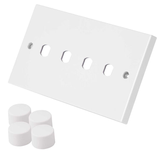M2 Square 4 Gang Dimmer Switch Plate Kit White
