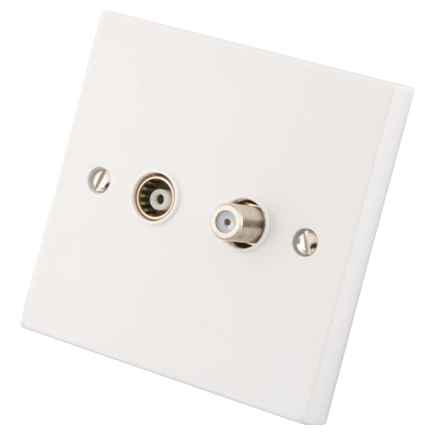 M2 Square 1 Gang Coaxial and Satellite Socket White
