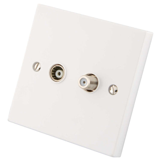 M2 Square 1 Gang Coaxial and Satellite Socket White