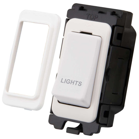 M2 Grid 20A Double Pole Grid Switch marked Lights