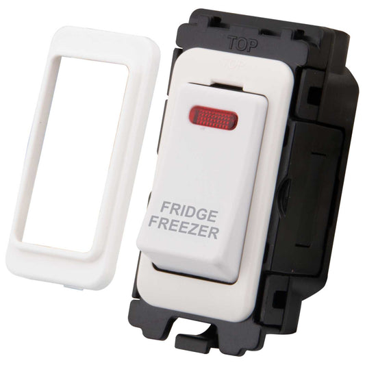 M2 Grid 20A Double Pole Grid Switch with Neon marked Fridge Freezer