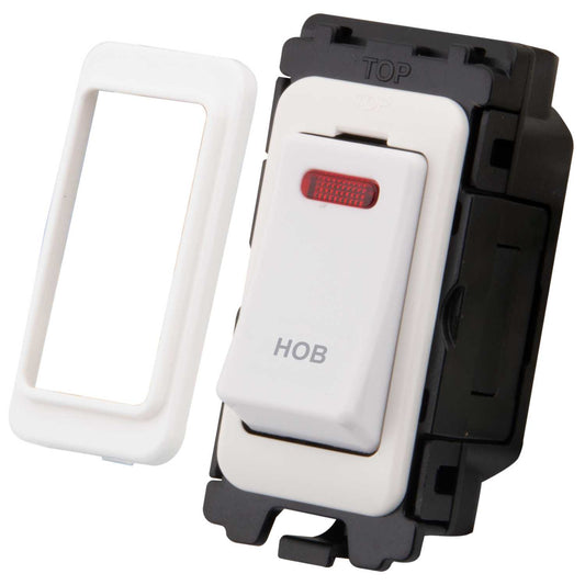 M2 Grid 20A Double Pole Grid Switch with Neon marked Hob
