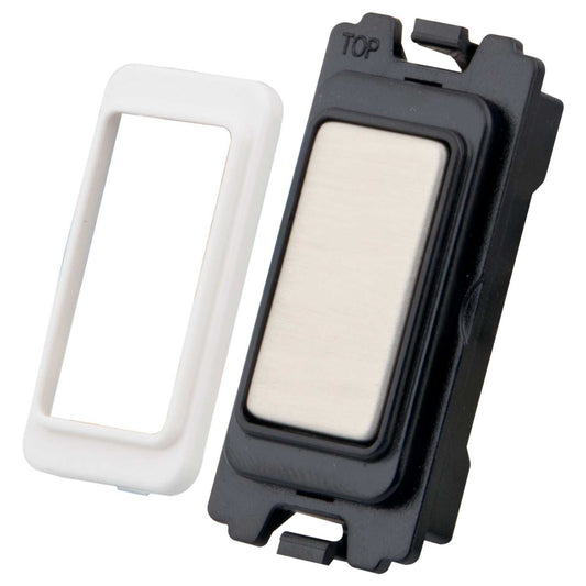 M2 Grid 1 Gang Grid Blank Brushed Stainless Steel