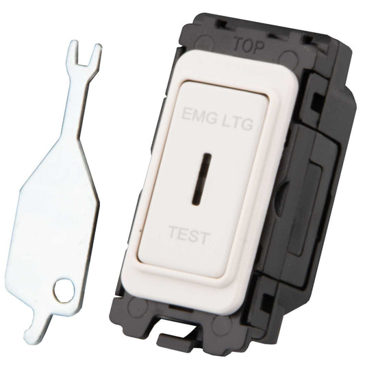 M2 Grid 20A DP 2 Way Grid Key Switch marked EMG LTG Test Painted Matt White