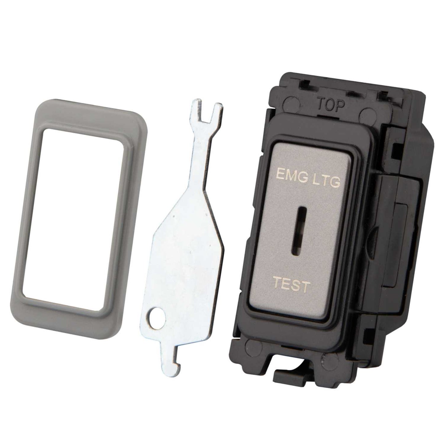 M2 Grid 20A 2 Way Grid Key Switch marked EMG LTG Test Gunmetal