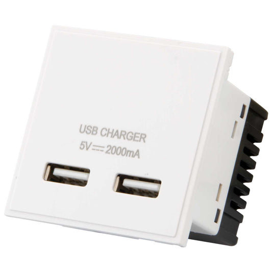 M2 Grid Dual USB Type A Charger Euro Module White