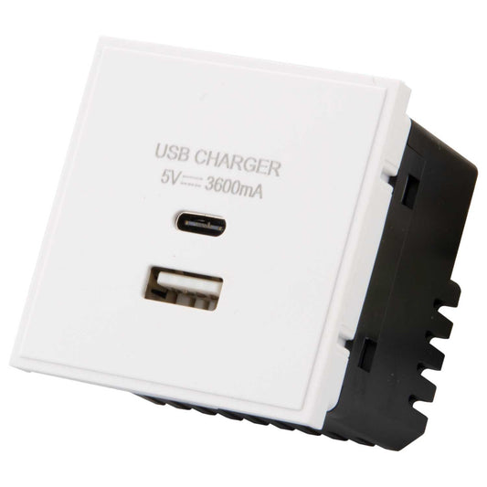 M2 Grid Dual USB Type A and C Euro Module White