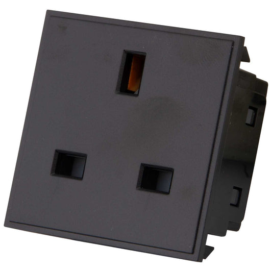 M2 Grid 13A UK Socket Euro Module Black
