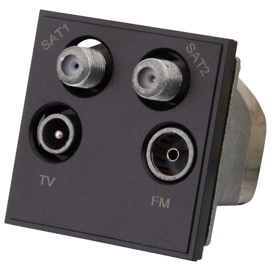 M2 Grid Quadplexer 1 x TV, 1 x FM/DAB and 2 x Satellite Euro Module Black