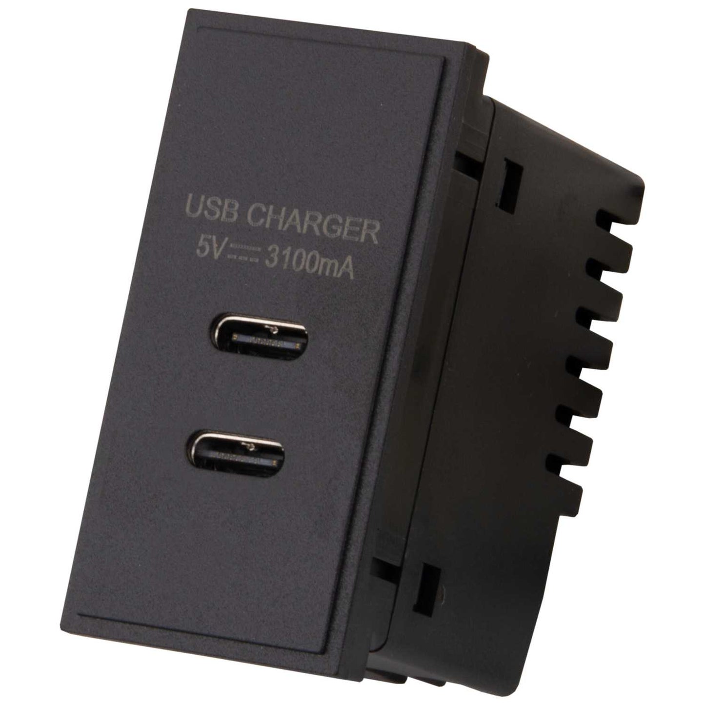 M2 Grid Dual USB Type C Charger Euro Module Black