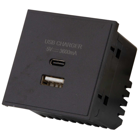 M2 Grid Dual USB Type A and C Euro Module Black