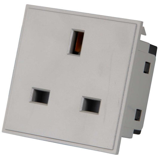 M2 Grid 13A UK Socket Euro Module Grey